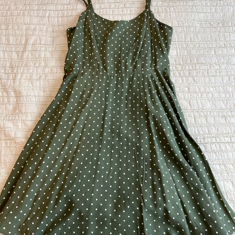 Green polka dot dress
